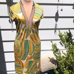 Trina Turk print dress with sunny LA vibes and colors SZ 8